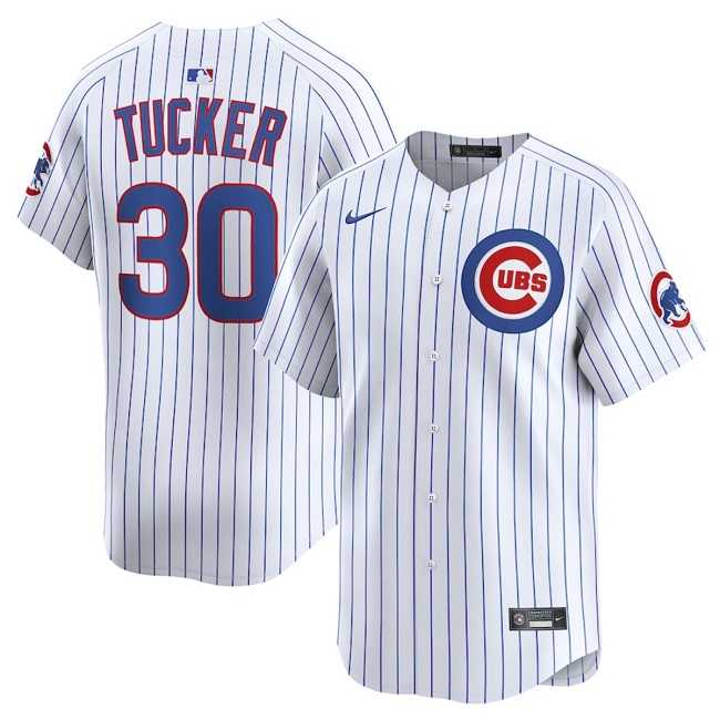 Mens Chicago Cubs #30 Kyle Tucker White Home Limited Stitched Jersey Dzhi